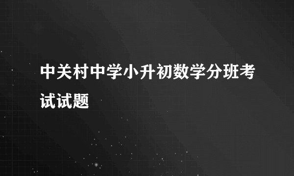 中关村中学小升初数学分班考试试题