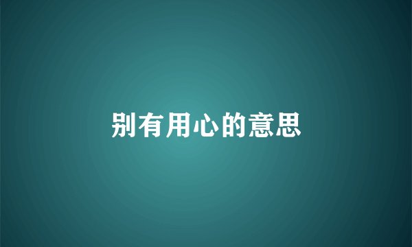 别有用心的意思