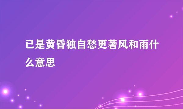 已是黄昏独自愁更著风和雨什么意思