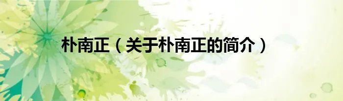 朴南正（关于朴南正的简介）