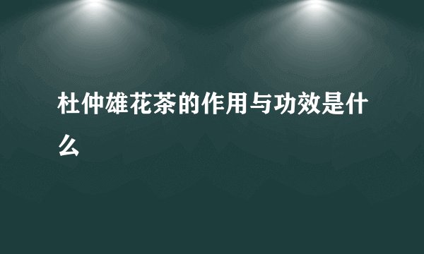 杜仲雄花茶的作用与功效是什么