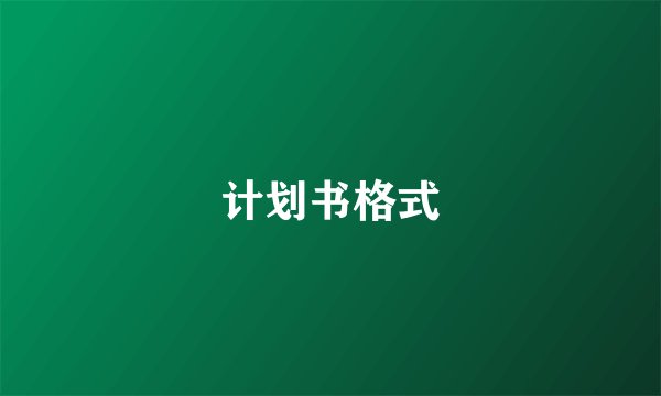 计划书格式