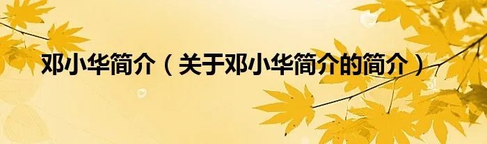 邓小华简介（关于邓小华简介的简介）