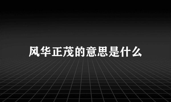 风华正茂的意思是什么