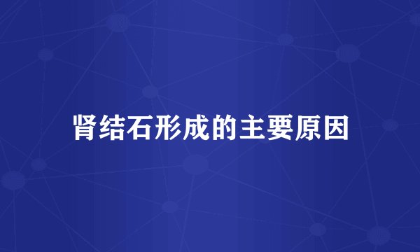 肾结石形成的主要原因