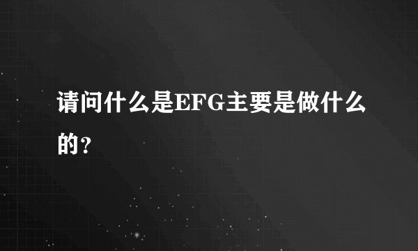 请问什么是EFG主要是做什么的?
