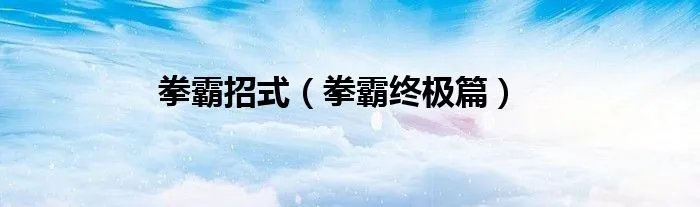 拳霸招式（拳霸终极篇）