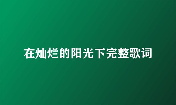 在灿烂的阳光下完整歌词