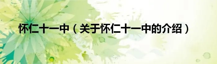 怀仁十一中（关于怀仁十一中的介绍）