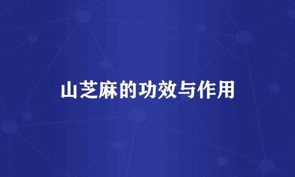 山芝麻的功效与作用