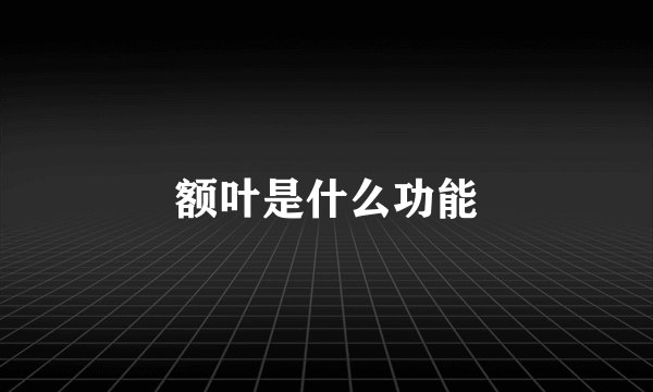 额叶是什么功能