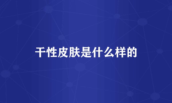 干性皮肤是什么样的