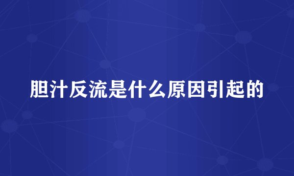 胆汁反流是什么原因引起的