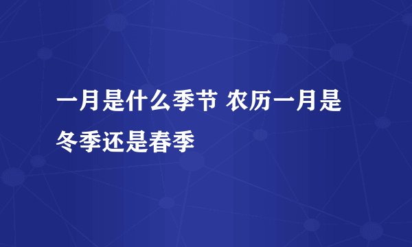 一月是什么季节 农历一月是冬季还是春季