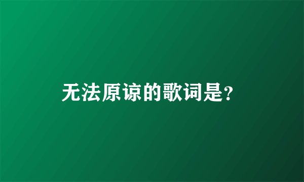 无法原谅的歌词是？