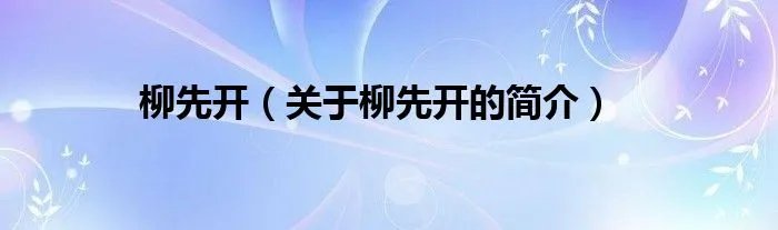 柳先开（关于柳先开的简介）