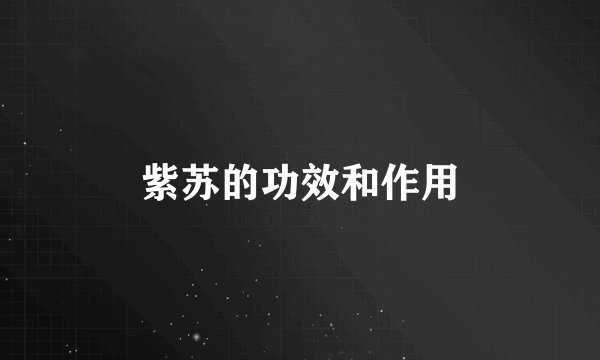 紫苏的功效和作用