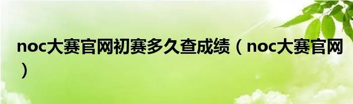 noc大赛官网初赛多久查成绩（noc大赛官网）