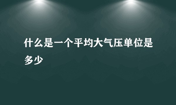 什么是一个平均大气压单位是多少