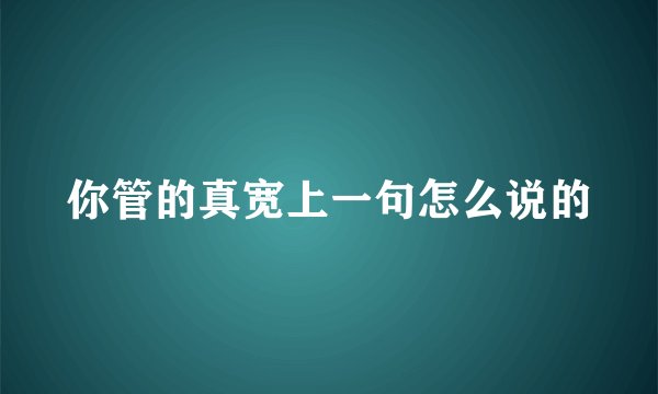 你管的真宽上一句怎么说的