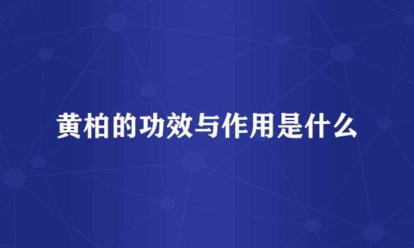 黄柏的功效与作用是什么