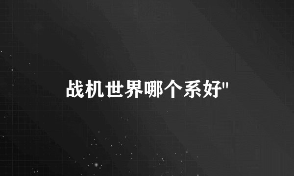 战机世界哪个系好