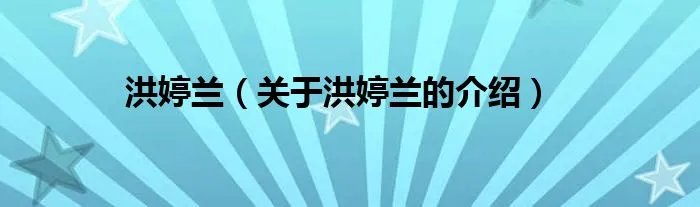 洪婷兰（关于洪婷兰的介绍）