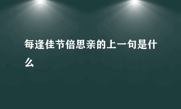 每逢佳节倍思亲的上一句是什么