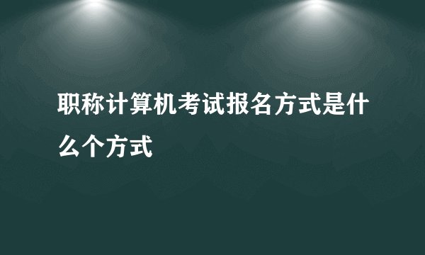 职称计算机考试报名方式是什么个方式