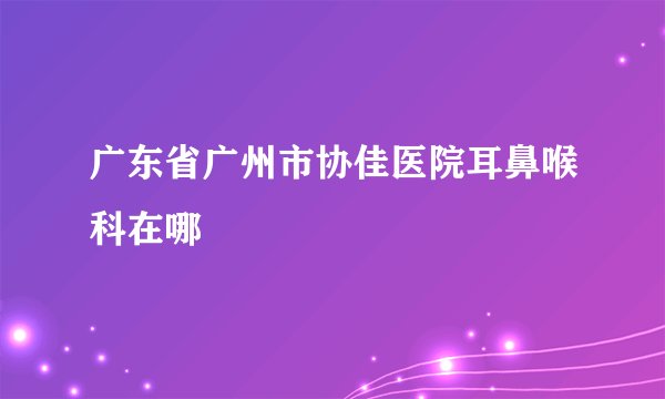 广东省广州市协佳医院耳鼻喉科在哪