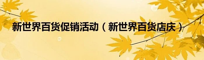 新世界百货促销活动（新世界百货店庆）