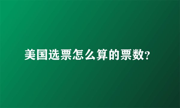 美国选票怎么算的票数？