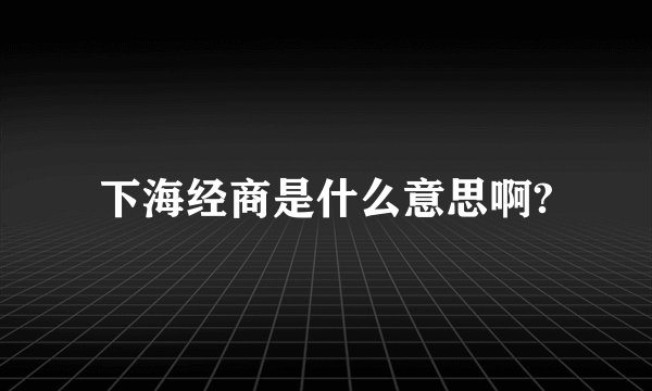 下海经商是什么意思啊?