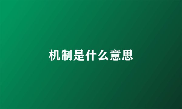 机制是什么意思