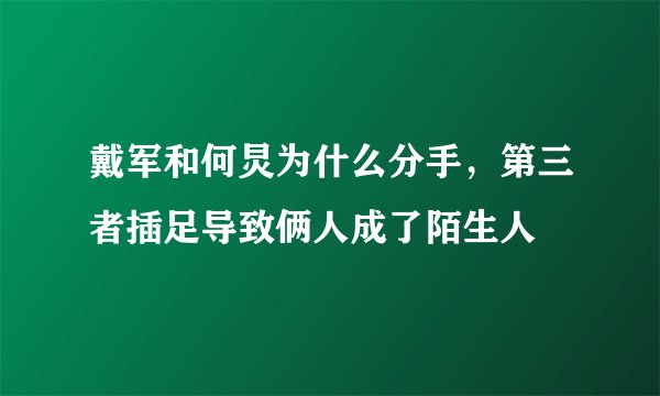 戴军和何炅为什么分手，第三者插足导致俩人成了陌生人