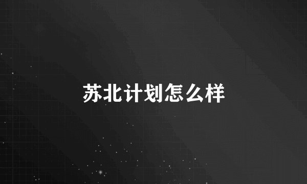 苏北计划怎么样