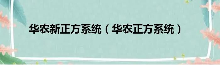 华农新正方系统（华农正方系统）