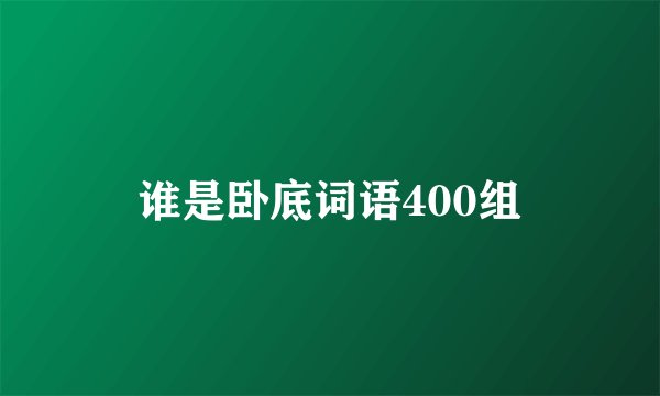 谁是卧底词语400组