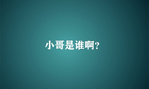 小哥是谁啊？