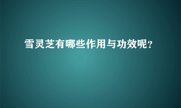 雪灵芝有哪些作用与功效呢?