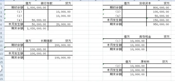 丁字账户格式怎么写 