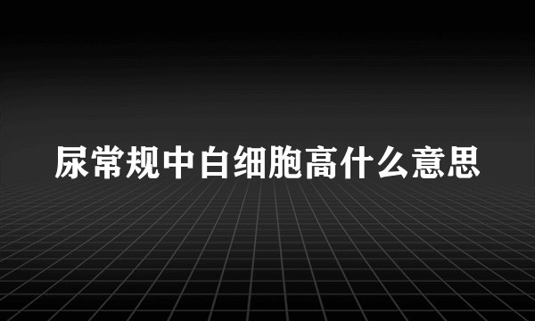 尿常规中白细胞高什么意思