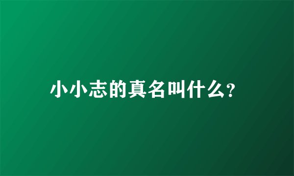 小小志的真名叫什么？