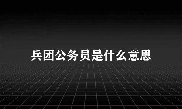 兵团公务员是什么意思