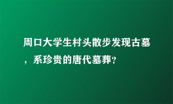 周口大学生村头散步发现古墓，系珍贵的唐代墓葬？