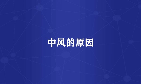 中风的原因