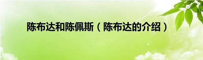 陈布达和陈佩斯（陈布达的介绍）