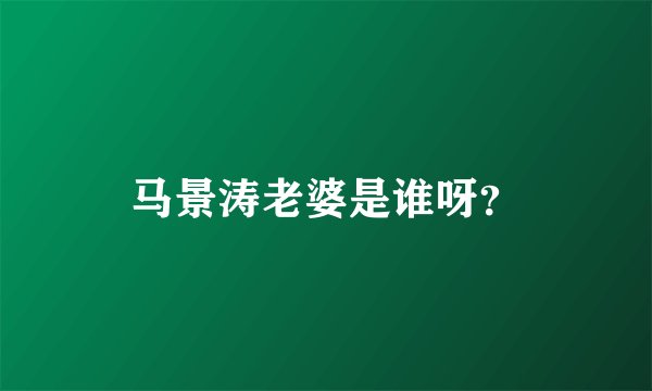 马景涛老婆是谁呀？