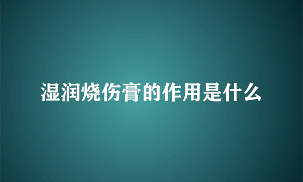 湿润烧伤膏的作用是什么