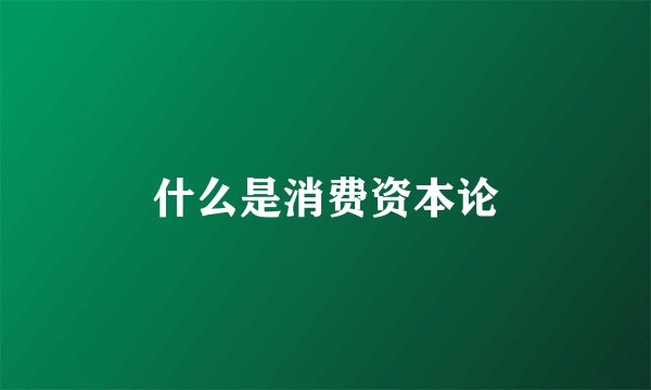 什么是消费资本论